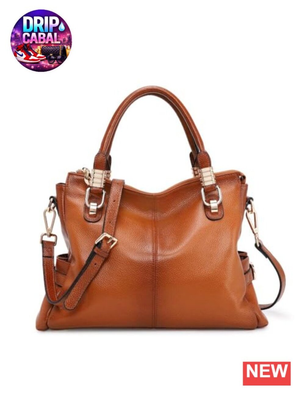 Top Grain Pebbled Cowhide Leather Satchel Tote Shoulder Bag